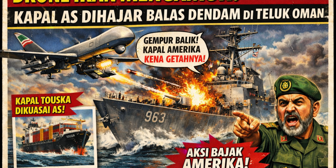 Drone Iran Mengamuk! Kapal AS Dihajar Balas Dendam di Teluk Oman