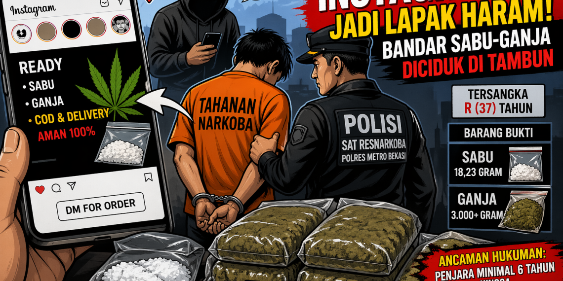Instagram Jadi Lapak Haram! Bandar Sabu-Ganja Diciduk di Tambun, Barang Bukti Bikin Geleng Kepala