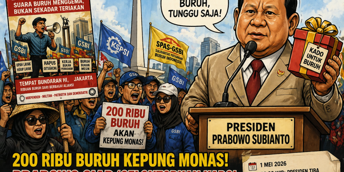 200 Ribu Buruh Kepung Monas! Prabowo Siap “Gelontorkan Kado” di May Day 2026