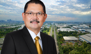 Professional portrait with urban backdrop