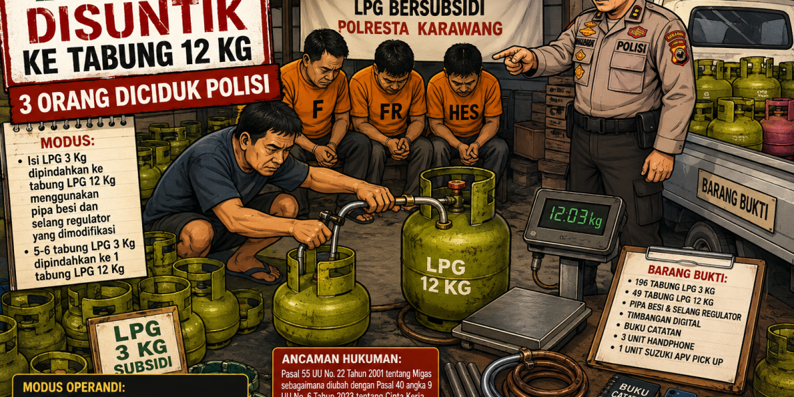 LPG 3 Kg “Disuntik” ke Tabung 12 Kg, Tiga Orang Diciduk Polisi