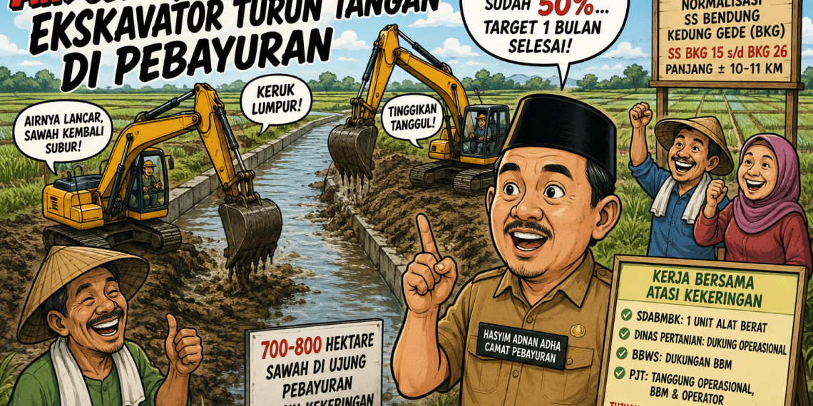 Air Seret, Sawah Menjerit! Ekskavator Turun Tangan di Pebayuran