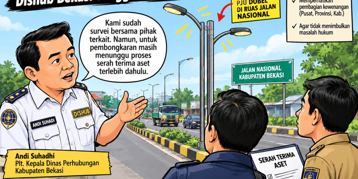 LAMPU JALAN DOBEL, BONGKARAN MANDEK!   Dishub Kab Bekasi Tunggu Serah Terima Aset